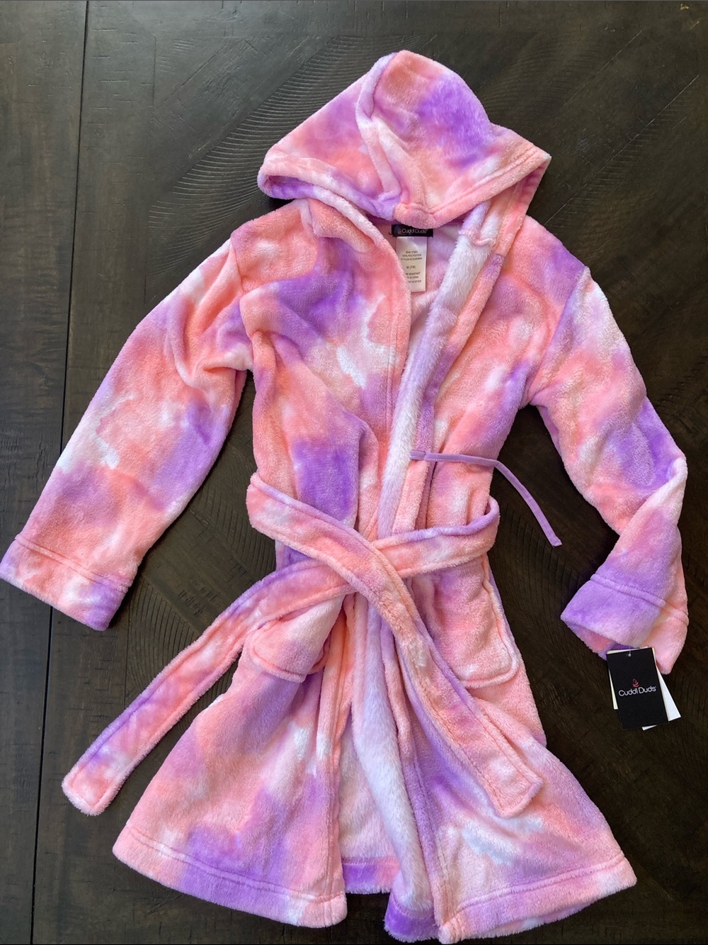 Girls tie die Robe with tags still on